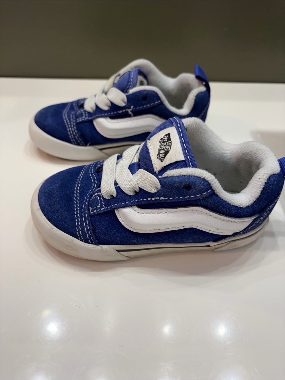 Vans Toddler Blue Suede Low-Top Sneakers with White Stripe